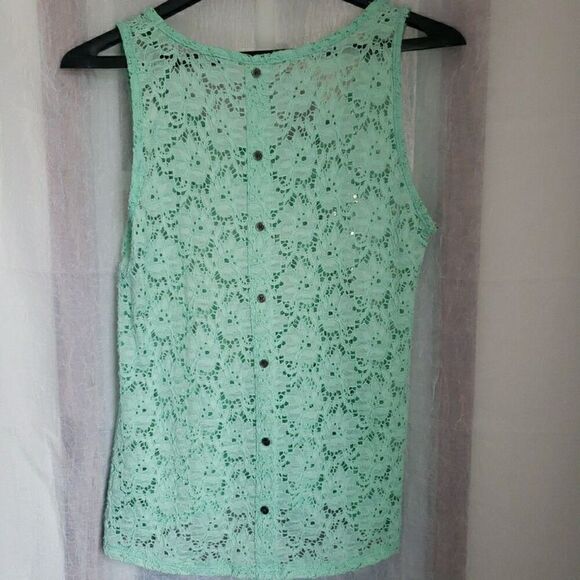 Y2K Vanity Essentials Women's Size M Mint Full Lace Tank Top No lining 90's - Picture 6 of 11